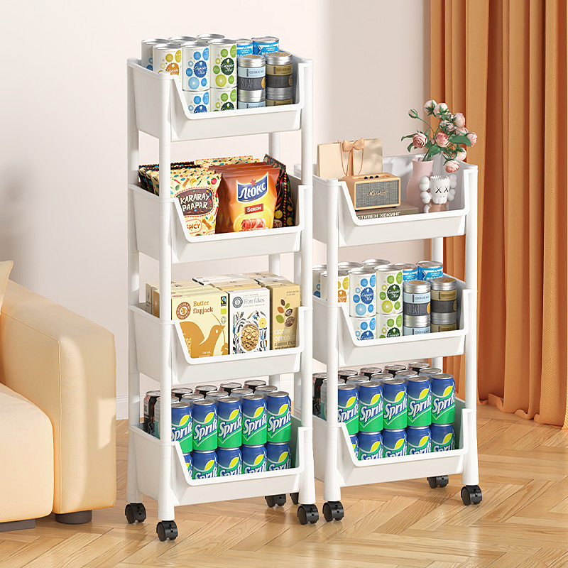 置物架滑轮学生放书包整理收纳盒筐可移动家用书本书架玩具收纳架