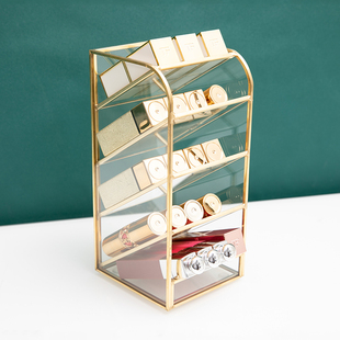 桌面口红收纳盒分层口红架子轻奢玻璃化妆品唇膏唇釉置物架高级感