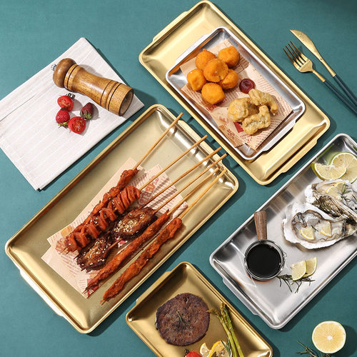 长方形盘不锈钢方盘韩式韩式烤肉