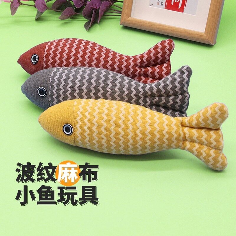 宠物小猫玩具逗猫仿真麻布鱼抱枕逗猫棒