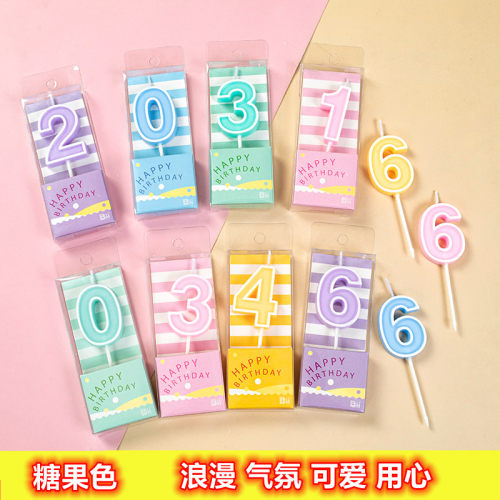 糖果色数字蜡烛大号生日蜡烛周岁满月儿童生日派对蛋糕摆件蜡烛