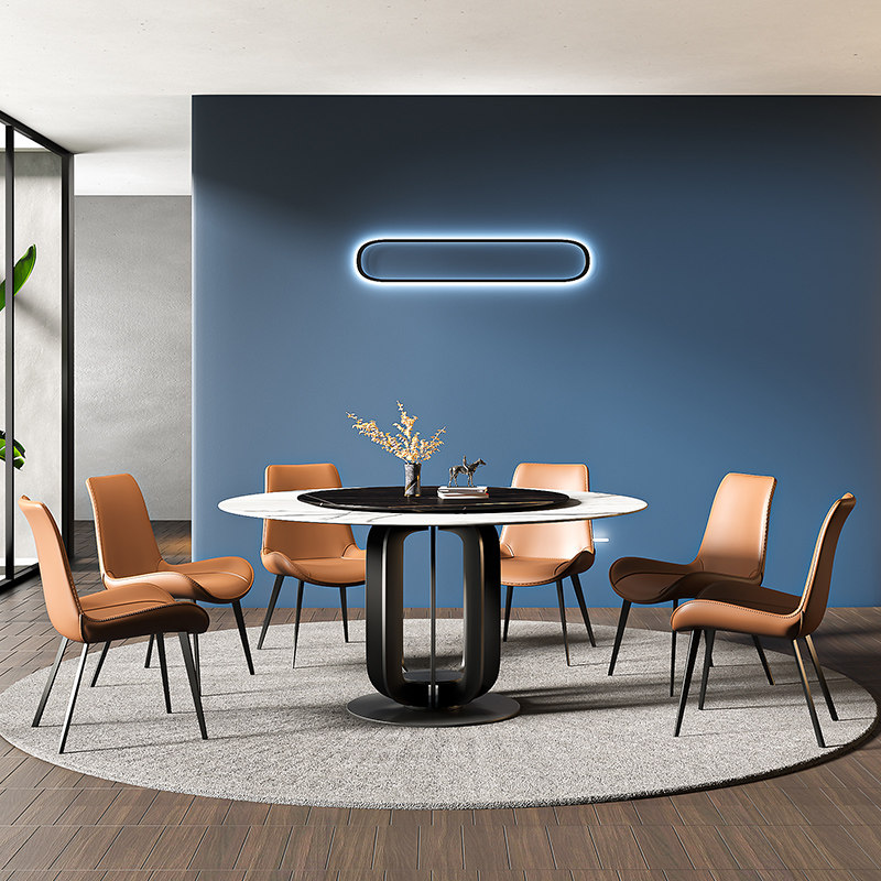 意式極簡輕奢岩板餐桌餐椅北歐後現代大圓桌大戶型簡約家具組合在類目 住宅傢俱, 桌類, 餐桌中 - 來自Buy2taobao.com提供專業的淘寶代購服務