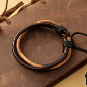 饰 简约手饰手链潮人朋克潮酷装 欧美复古牛皮手镯男款 手环小众个性