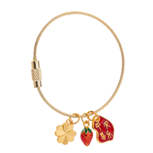 平安喜乐简约钢丝圈钥匙扣挂件创意个性网红ins男女汽车钥匙链圈