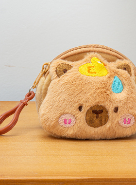 卡皮巴拉零钱包钥匙包可爱卡通大容量硬币包耳机收纳包随身便携