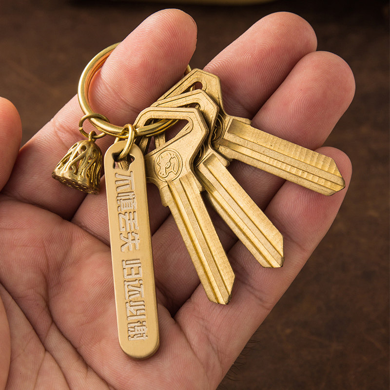 号码防丢牌深度凹雕刻黄铜电话钥匙扣挂件汽车链创意个性定制刻字