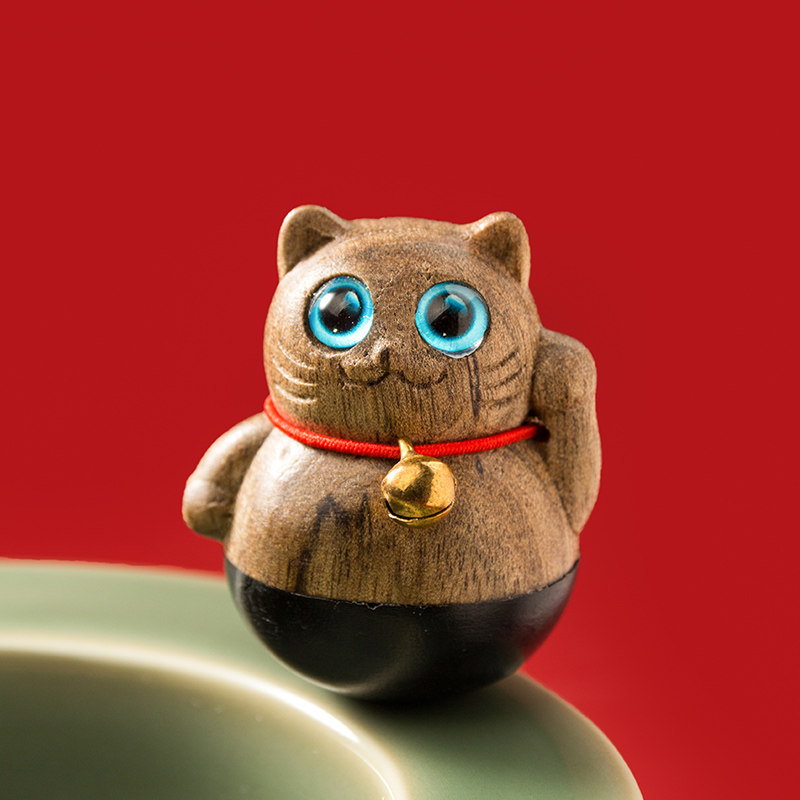金丝檀木不倒翁招财猫桌面小摆件 迷你创意个性小玩具 男女手把件,家居饰品,创意礼品,淘宝优惠券,粉丝福利购,淘宝优惠卷
