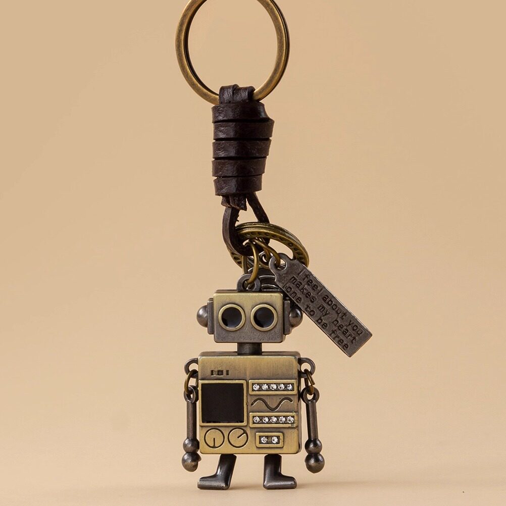 复古机器人钥匙扣挂件汽车链圈环