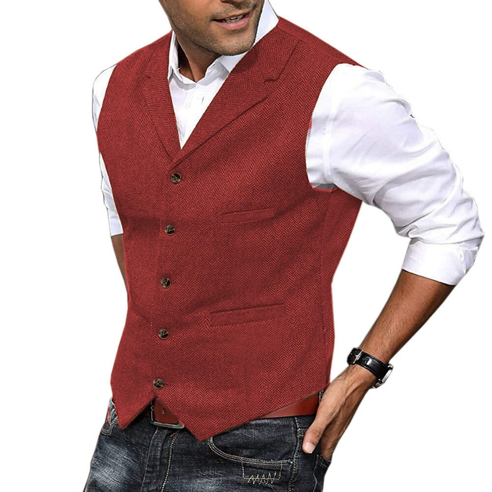 中青年成熟稳重人字呢马甲