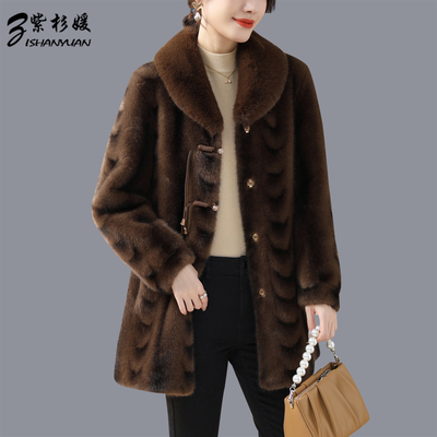 宽松大码仿皮草外套皮毛一体大衣