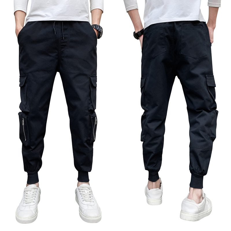 Large casual pants white overalls men's long pants cotton others