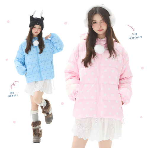 波点满印羽绒服女冬季