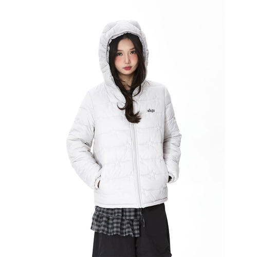 轻薄排骨连帽羽绒棉服女冬季