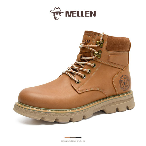 MELLEN名郎头层牛皮复古马丁靴