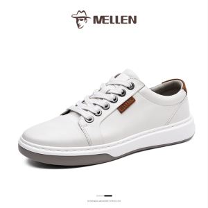 MELLEN名郎男鞋真皮小白鞋街头潮流舒适运动鞋耐磨防滑休闲滑板鞋