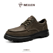 鞋 MELLEN名郎男鞋 复古舒适透气软底真皮休闲鞋 英伦风工装 新款 时尚