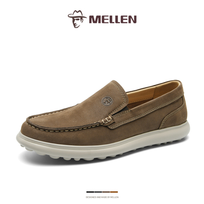 MELLEN名郎男鞋真皮休闲鞋软底豆豆鞋耐磨防滑一脚蹬懒人鞋驾车鞋