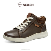 MELLEN名郎男士 百搭 靴时尚 马丁靴新款 英伦风靴子中帮短靴真皮工装