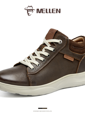 MELLEN名郎男士马丁靴新款英伦风靴子中帮短靴真皮工装靴时尚百搭
