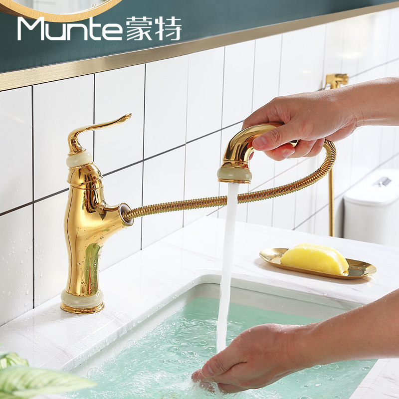 欧式仿古三孔浴室面盆水龙头单孔抽拉玉石龙头冷热镀钛金色|msdalam kategori keluarga memasang ibu, kelengkapan peribadi, keran bilik mandi, lembangan pengadun - dari Buy2taobao.com untuk memberikan perkhidmatan ejen Taobao profesional membeli