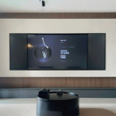 不锈钢定制电视机电视柜带封板 100寸悬浮电视背景墙壁龛嵌入式