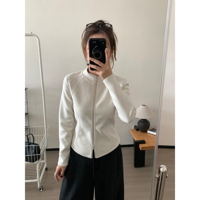 内搭小蛮腰双拉链立领卫衣外套女