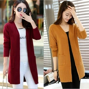 2019 áo len mới size lớn trong áo len dài len mùa thu áo khoác nữ mùa thu phiên bản Hàn Quốc hoang dã - Đan Cardigan