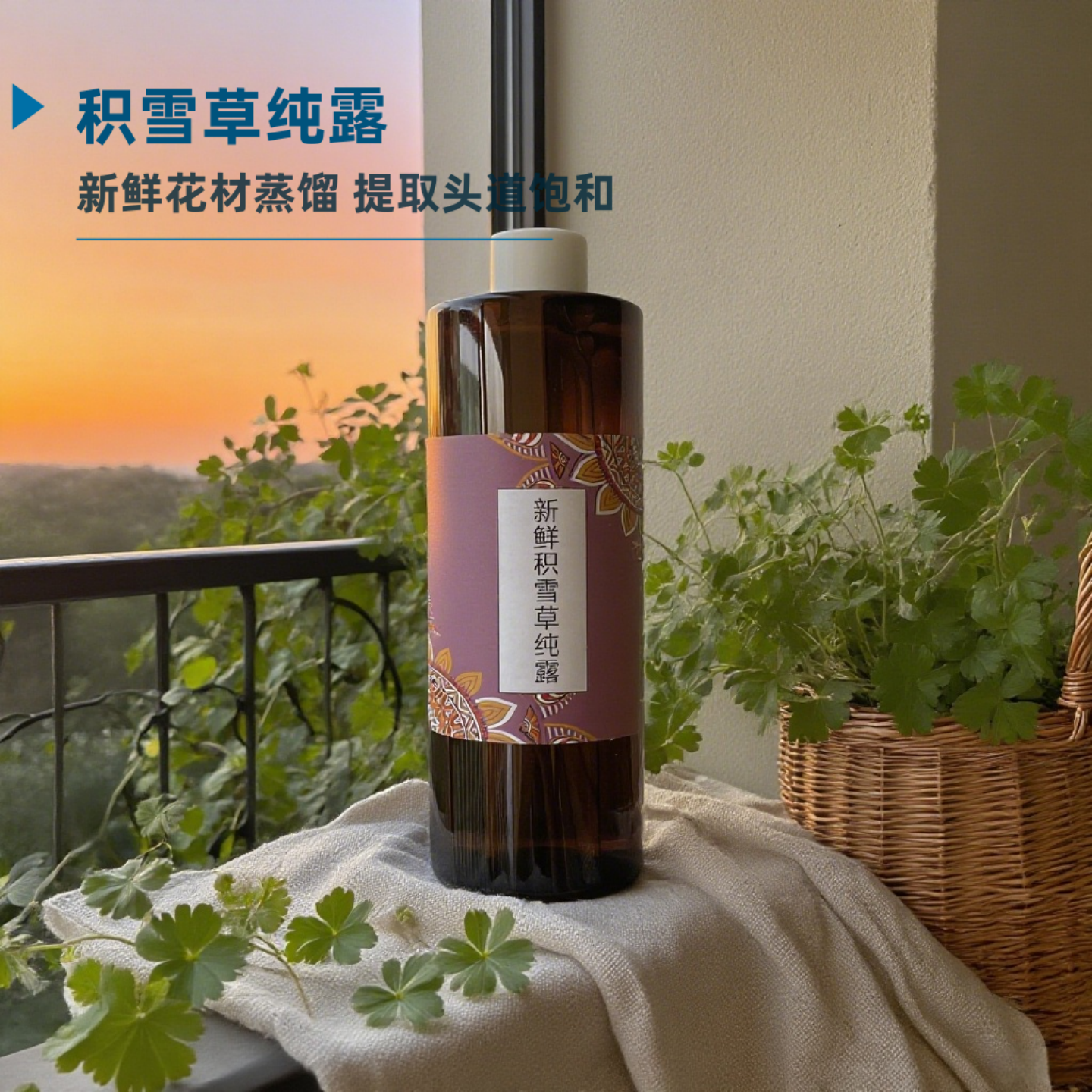 新鲜积雪草纯露500毫升 大容量铜锅蒸馏淡化痘印舒缓补水保湿控油