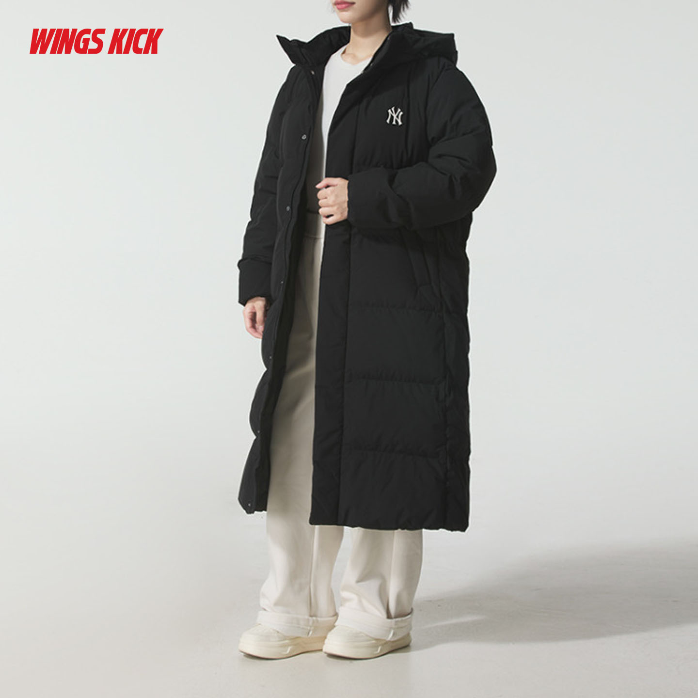 MLB 正品25冬季新款男女简约休闲运动长款保暖羽绒服外套 JB2356