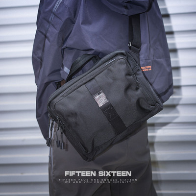 Fifteen Sixteen弹道尼龙斜挎包多分层男士单肩11寸ipad收纳背包