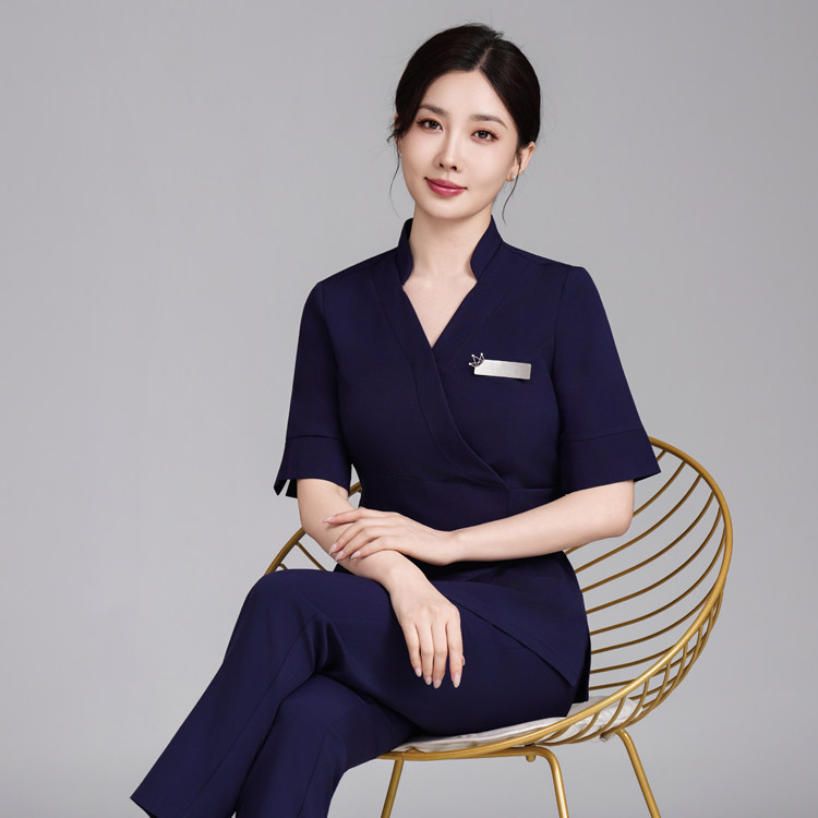夏季美容院工作服女养生馆SPA足浴技师服美容师美容美发美甲套装