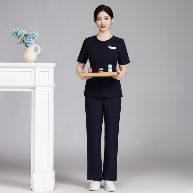 短袖美容院工作服女高端美容师套装美甲美容美发技师养生馆工服夏