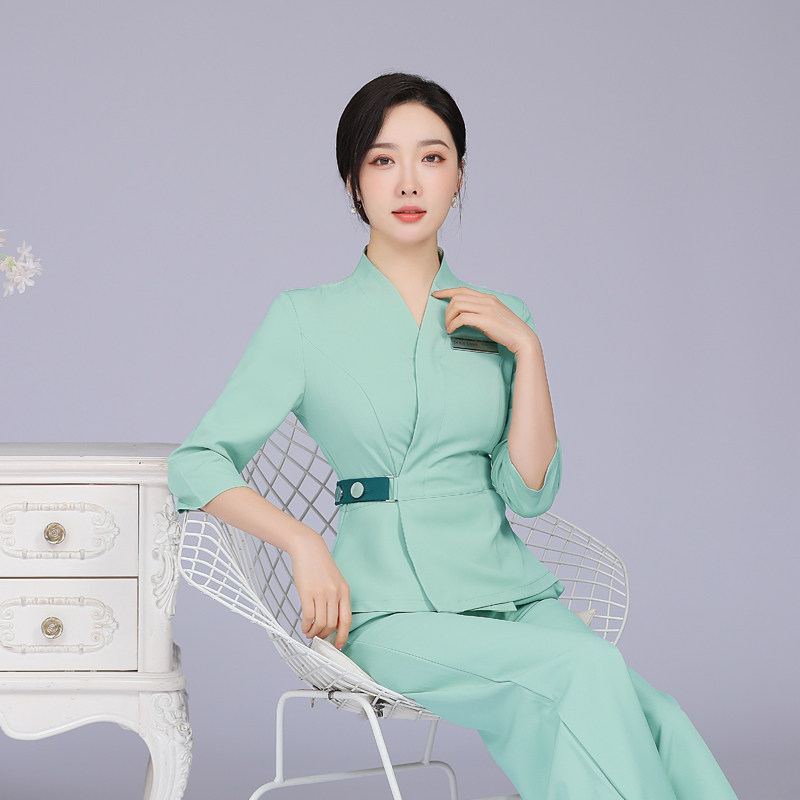 美业美发美容师工作服女足浴足疗养生SPA会所高端美容院套装工衣 - 实物图