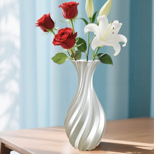 花瓶创意艺术插花3D打印丝绸唯美装 家居摆件 饰轻奢北欧风简约个性