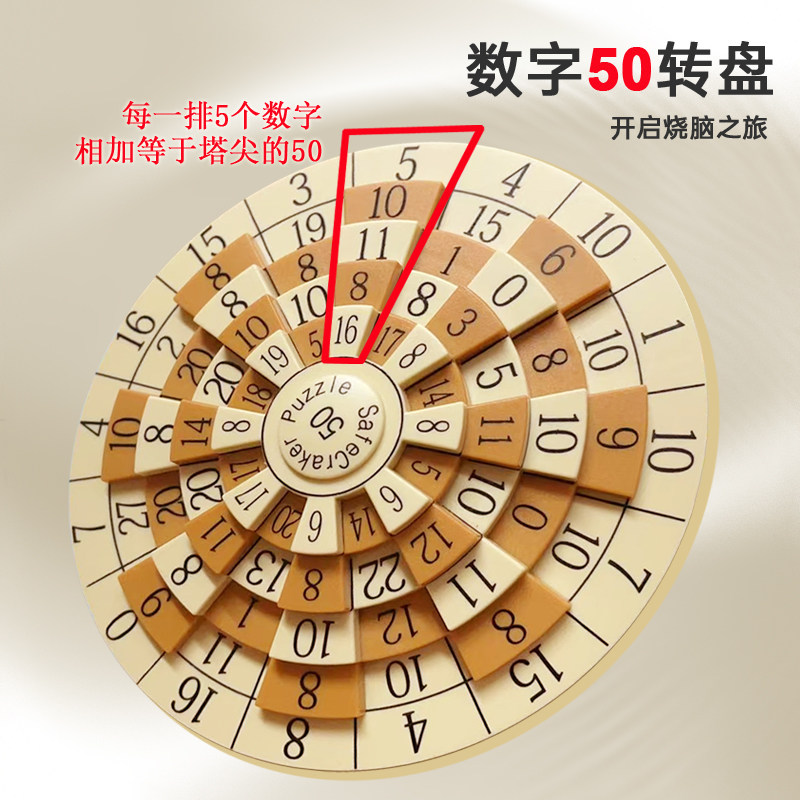 数字50圆盘塑料转盘数学加法运智力解题/通关玩具