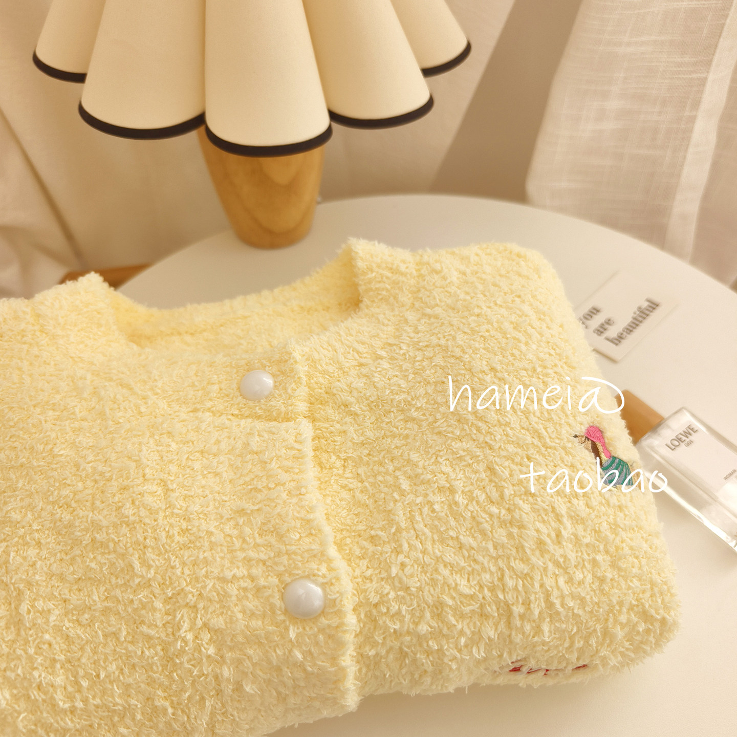 温柔软糯女半边绒保暖长袖套装