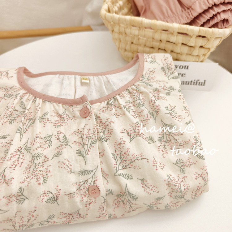 【桃杏山野】纯棉纱布田园碎花家居服双层纱复古高级感睡衣女春夏,女士内衣/男士内衣/家居服,睡衣/家居服套装,淘宝优惠券,粉丝福利购,淘宝优惠卷