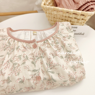 新款纯棉纱布女款纯棉柔透气套装