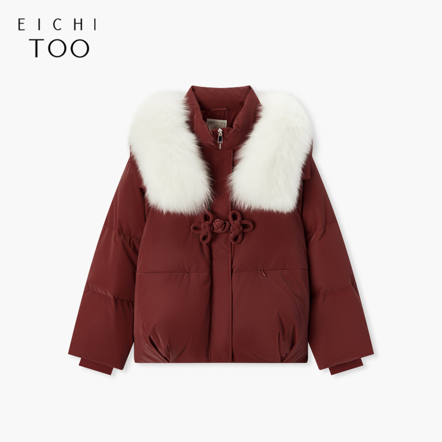 爱居兔新中式毛领羽绒服冬季新款宽松舒适款短款外套