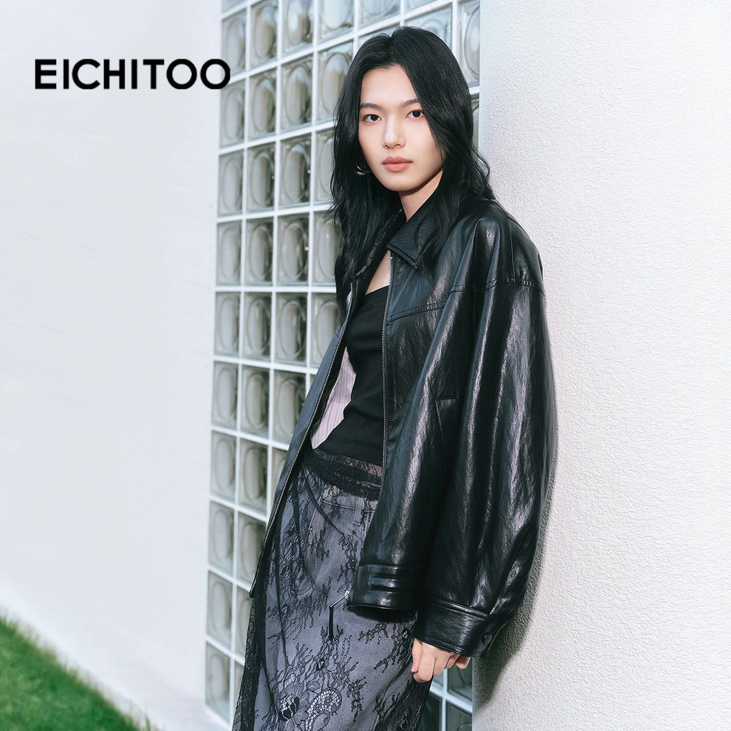 爱居兔气质翻领pu皮衣短外套女2026年春季新款拉链机车风夹克上