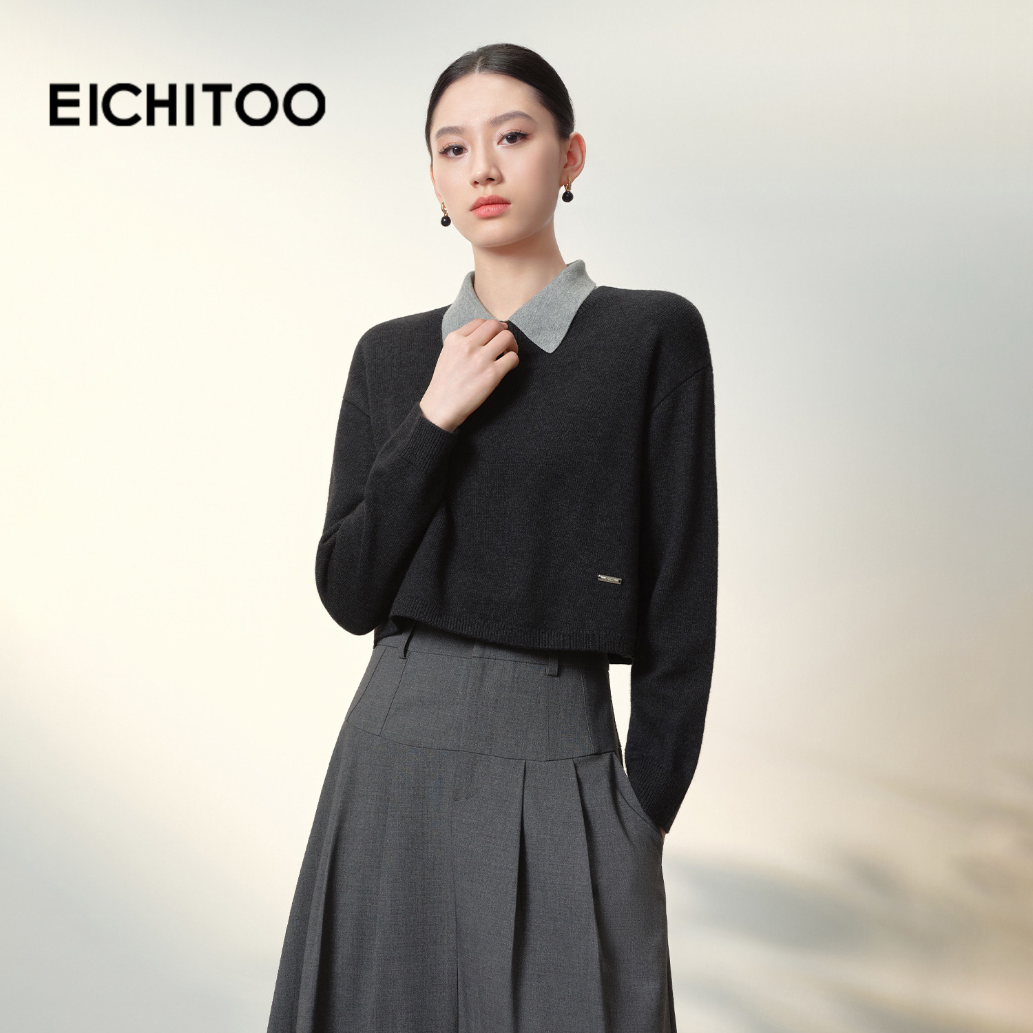 爱居兔真两件套头针织衫2025年冬季新款女叠穿马甲时髦毛衣