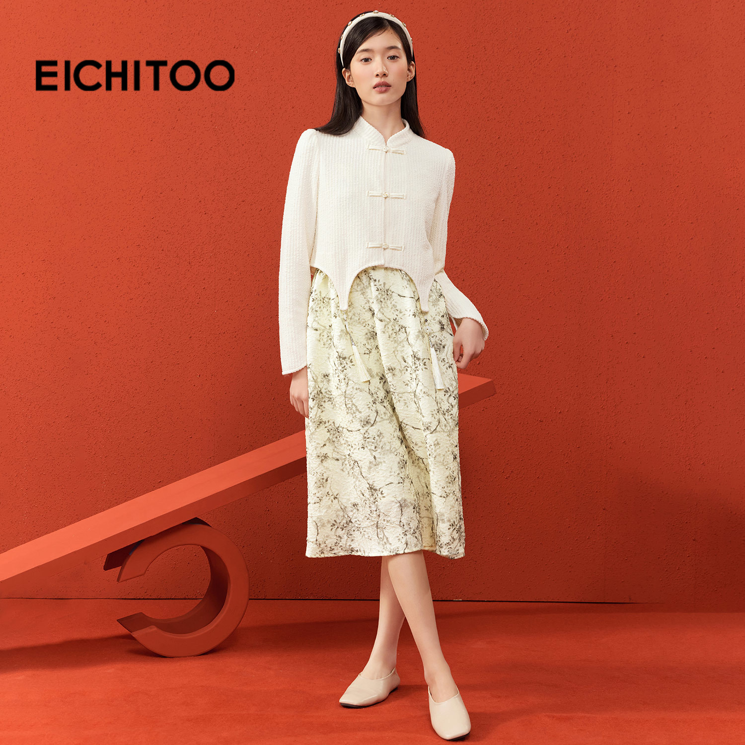 爱居兔春季新款新中式时尚复古两件式连衣裙