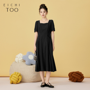 短袖 纯黑色大口袋设计时尚 连衣裙 新款 爱居兔夏季