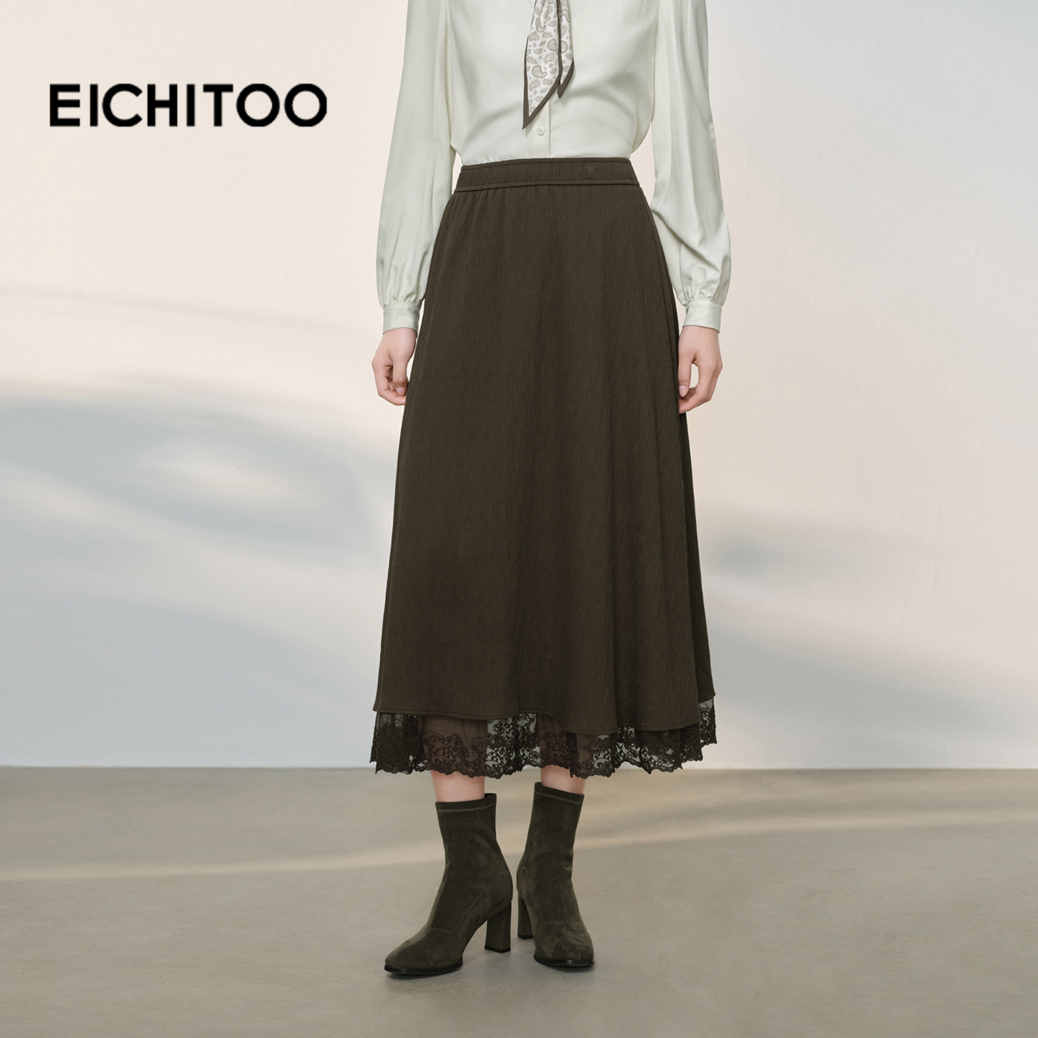 爱居兔咖色高级半身裙2026年春季新款蕾丝花边甜美浪漫时尚单裙,女装/女士精品,半身裙,淘宝优惠券,粉丝福利购,淘宝优惠卷