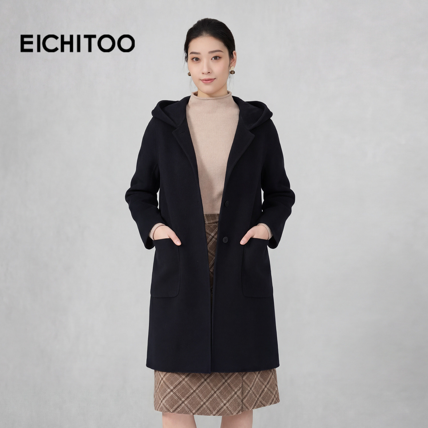 爱居兔气质优雅双面呢大衣2025年冬季新款女长款羊毛冬毛呢外套