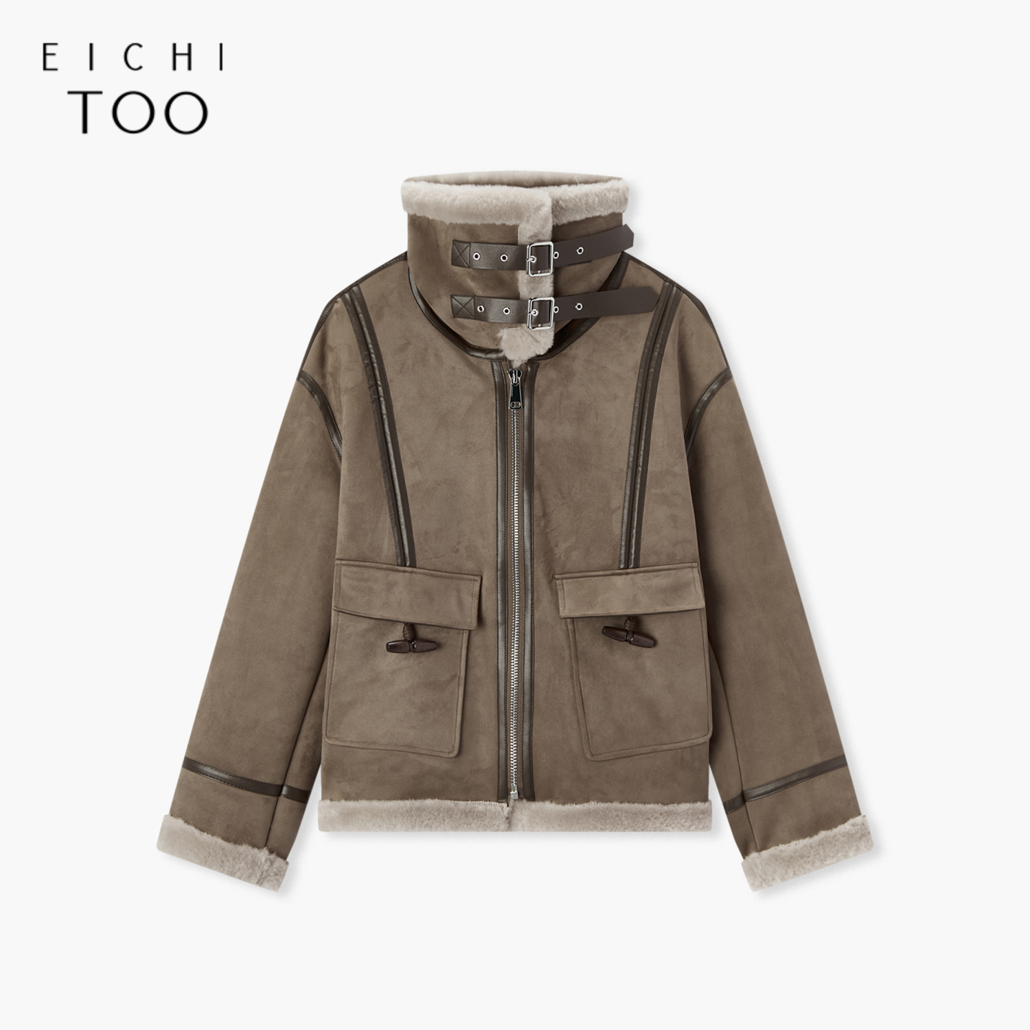 爱居兔冬季新款机车风柔软舒适保暖防风夹克外套