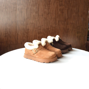 砖贵余单~ 牛反绒羊毛博肯鞋2025冬季雪地靴加绒保暖鞋厚底女棉鞋