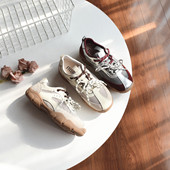 百搭舒适厚底女板鞋 踩屎感 运动休闲鞋 2026春夏季 复古真皮德训鞋