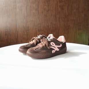 新款 2025秋季 阿甘鞋 运动休闲鞋 砖贵 女板鞋 牛反绒咖色复古德训鞋