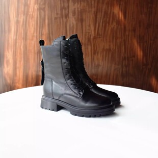 38 39 40码清仓~ 俄罗斯头层牛皮加绒马丁靴25秋冬复古系带女短靴
